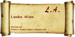 Lesko Alex névjegykártya